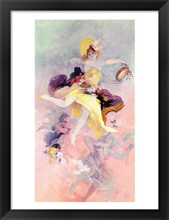 Framed Dancer with a Basque Tambourine Print