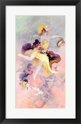 Framed Dancer with a Basque Tambourine Print