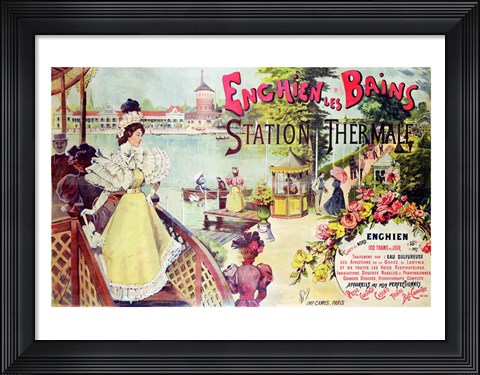 Framed Poster advertising the spa resort of Enghien-les-Bains, France Print