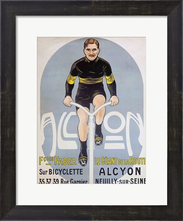 Framed Poster depicting Francois Faber on his Alcyon bicycle Print