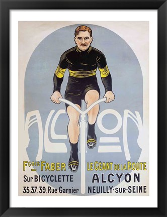 Framed Poster depicting Francois Faber on his Alcyon bicycle Print