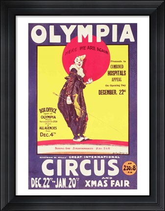 Framed Bertram Mills circus poster, 1922 Print