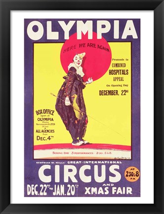 Framed Bertram Mills circus poster, 1922 Print