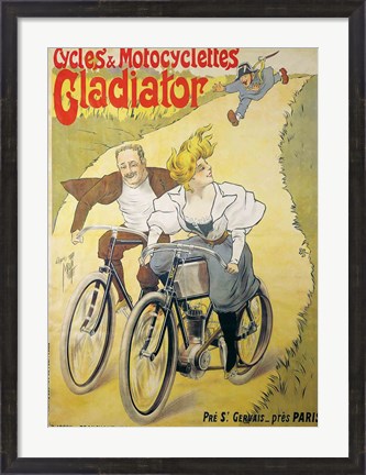 Framed Poster advertising Gladiator bicycles and motorcycles Print