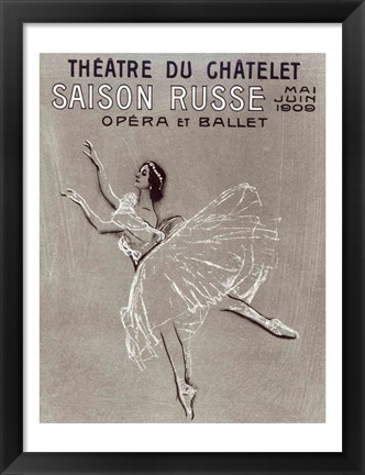 Framed Poster for the &#39;Saison Russe&#39; at the Theatre du Chatelet, 1909 Print