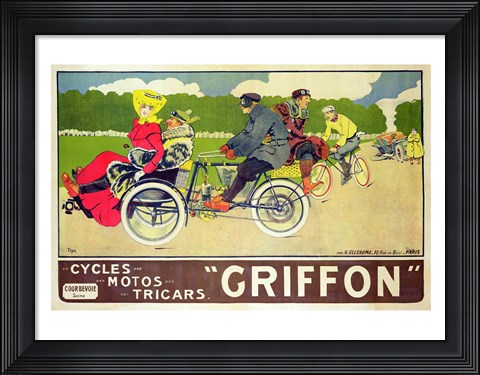 Framed Poster advertising &#39;Griffon Cycles, Motos &amp; Tricars&#39; Print