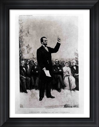 Framed Lincoln&#39;s Address at Gettysburg, 1895 Print