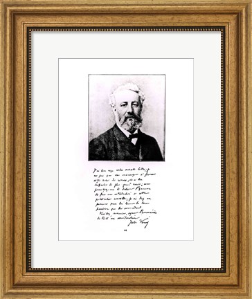 Framed Portrait of Jules Verne Print