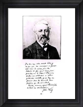 Framed Portrait of Jules Verne Print