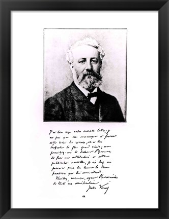 Framed Portrait of Jules Verne Print