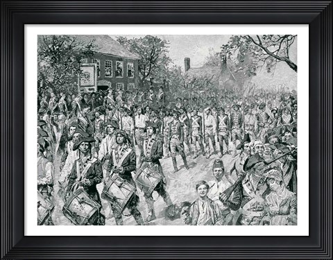 Framed Continental Army Marching Down the Old Bowery, New York, 25th November 1783 Print