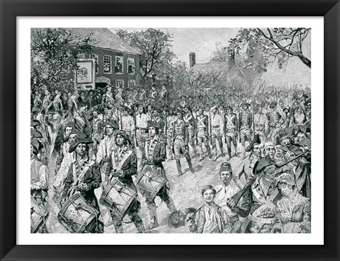 Framed Continental Army Marching Down the Old Bowery, New York, 25th November 1783 Print