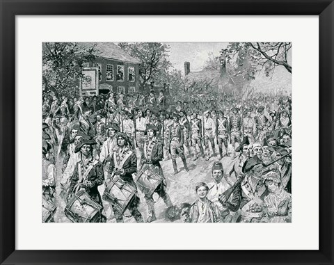 Framed Continental Army Marching Down the Old Bowery, New York, 25th November 1783 Print