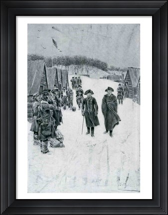 Framed Washington and Steuben at Valley Forge Print