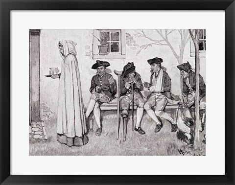 Framed &#39;The Wounded Soldiers Sat Along the Wall&#39; Print