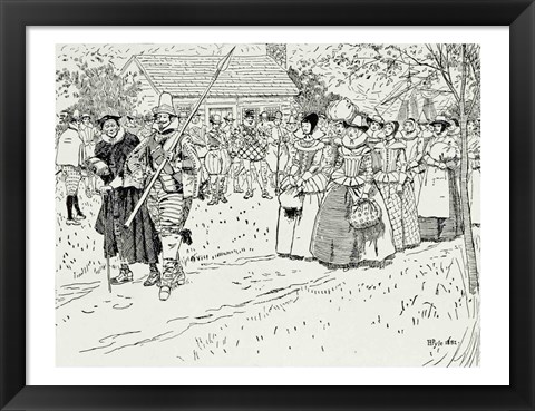 Framed Arrival of the Young Women at Jamestown Print