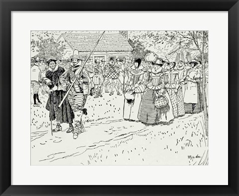 Framed Arrival of the Young Women at Jamestown Print