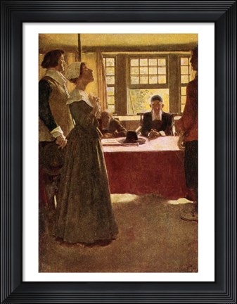 Framed Mary Dyer Brought Before Governor Endicott Print