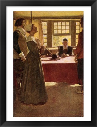 Framed Mary Dyer Brought Before Governor Endicott Print