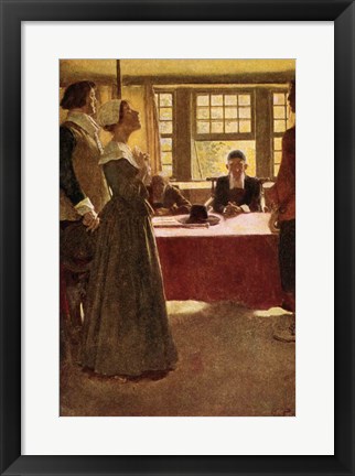 Framed Mary Dyer Brought Before Governor Endicott Print