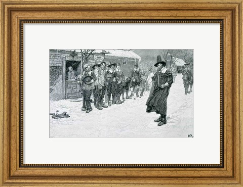 Framed Puritan Governor Interrupting the Christmas Sports Print