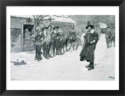Framed Puritan Governor Interrupting the Christmas Sports Print