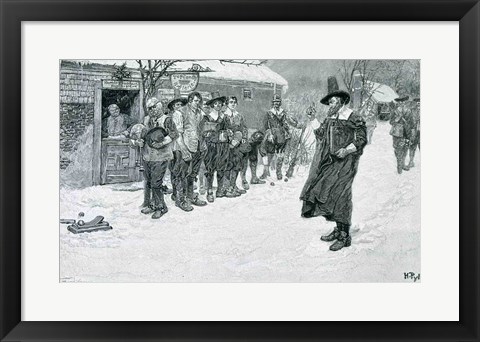 Framed Puritan Governor Interrupting the Christmas Sports Print