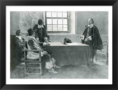 Framed Sir William Berkeley Surrendering to the Commissioners of the Commonwealth, illustration from &#39;In Washington&#39;s Day&#39; Print