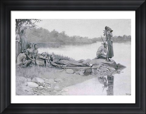 Framed Death of Indian Chief Alexander, Brother of King Philip Print