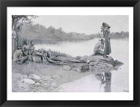 Framed Death of Indian Chief Alexander, Brother of King Philip Print