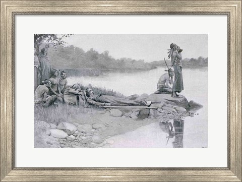 Framed Death of Indian Chief Alexander, Brother of King Philip Print