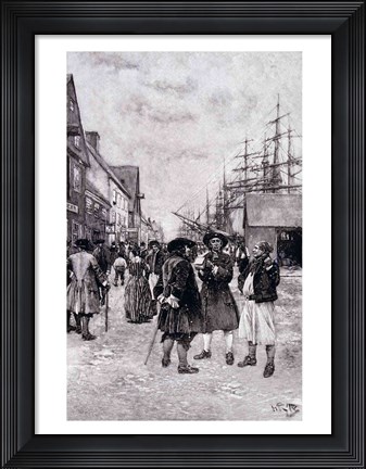 Framed Along the Water Front in Old New York, illustration from &#39;The Evolution of New York Print