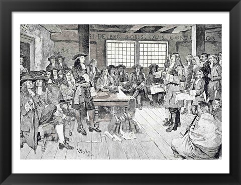 Framed William Penn in Conference with the Colonists Print