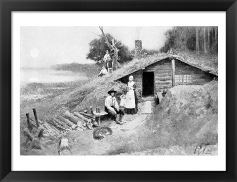 Framed Pennsylvania Cave-Dwelling, illustration from &#39;Colonies and Nation&#39; Print