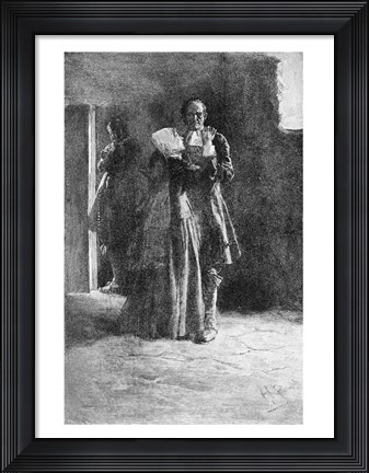 Framed Giles Corey in Prison Print