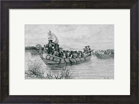 Framed Landing of Cadillac, illustration from &#39;The City of the Strait&#39; Print
