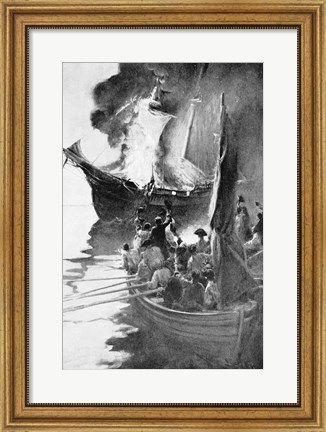 Framed Burning of the &#39;Gaspee&#39; Print
