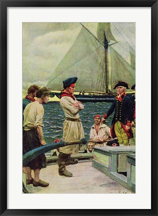 Framed American Privateer Taking a British Prize Print