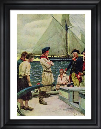 Framed American Privateer Taking a British Prize Print