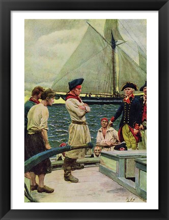 Framed American Privateer Taking a British Prize Print