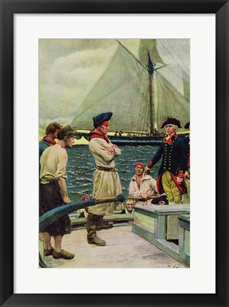 Framed American Privateer Taking a British Prize Print