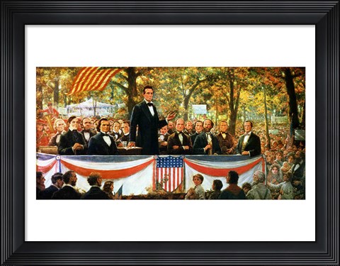 Framed Abraham Lincoln and Stephen A. Douglas debating at Charleston Print