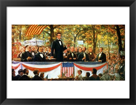 Framed Abraham Lincoln and Stephen A. Douglas debating at Charleston Print