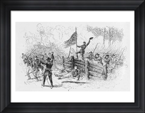 Framed Capture of a part of the burning union breastworks on the Brock Road on the afternoon of May 6th Print