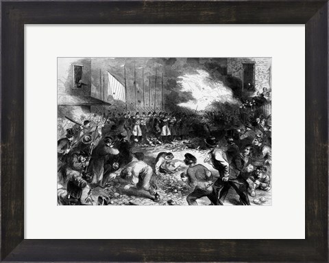 Framed Sixth Regiment of the Massachusetts Volunteers Firing into the Mob on Pratt Street Print