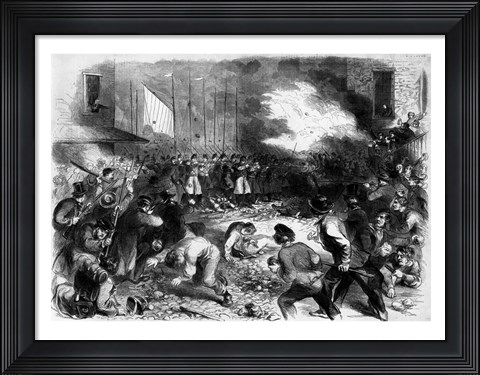 Framed Sixth Regiment of the Massachusetts Volunteers Firing into the Mob on Pratt Street Print