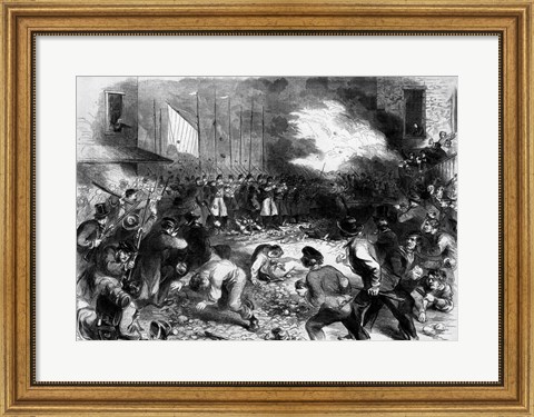 Framed Sixth Regiment of the Massachusetts Volunteers Firing into the Mob on Pratt Street Print