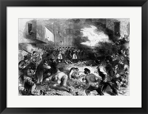 Framed Sixth Regiment of the Massachusetts Volunteers Firing into the Mob on Pratt Street Print