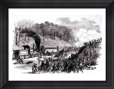 Framed General Schenck with Four Companies of the First Ohio Regiment Print