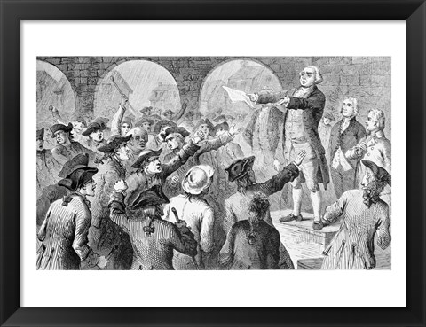 Framed John Lamb speaking at the Sons of Liberty Meeting at New York City Hall Concerning the Landing of British Tea in New York Print